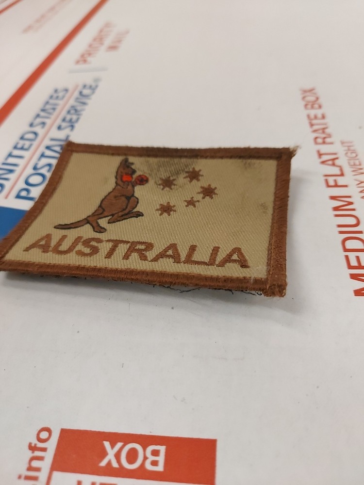 Australia Patch Boxing Kangaroo Rectangular Southern Cross Boxing Roo Brown