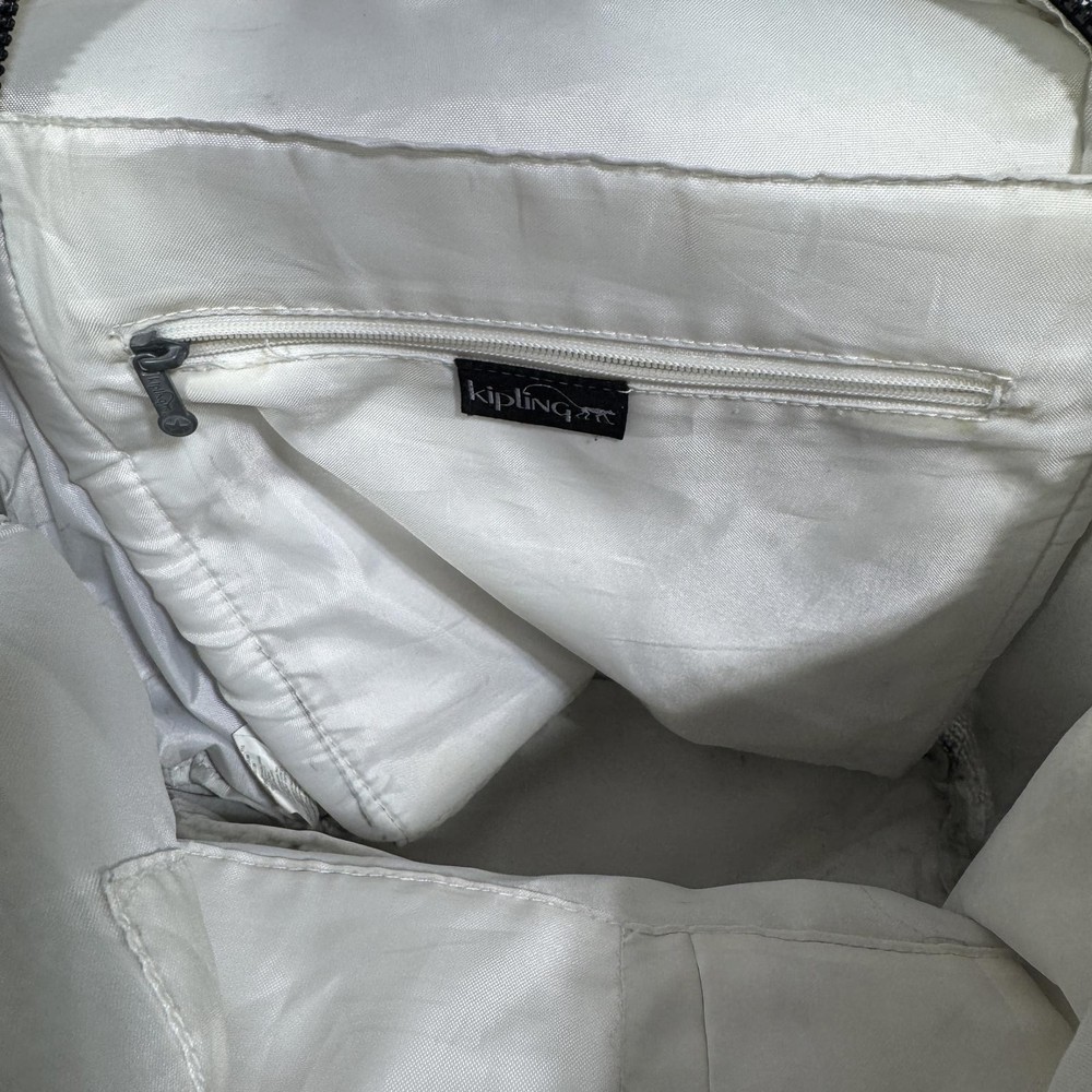 Kipling Black and White Patterned Backpack with Yellow Logo Patch b14