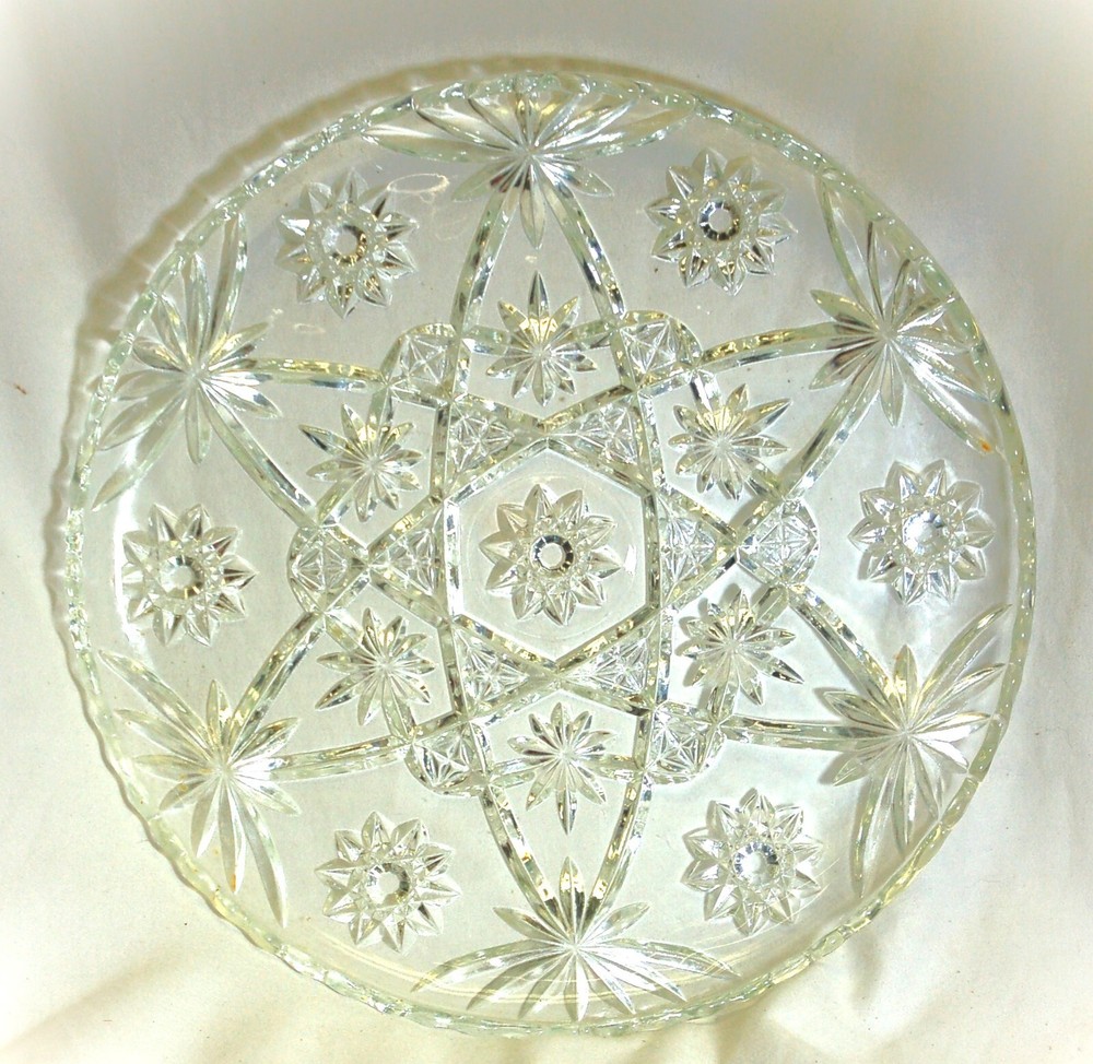 Anchor Hocking Glass Platter EAPG Star of David