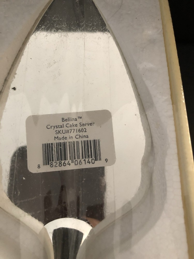 Lenox Bellina Cake Server Frosted Crystal Handle/Stainless Blade NEW