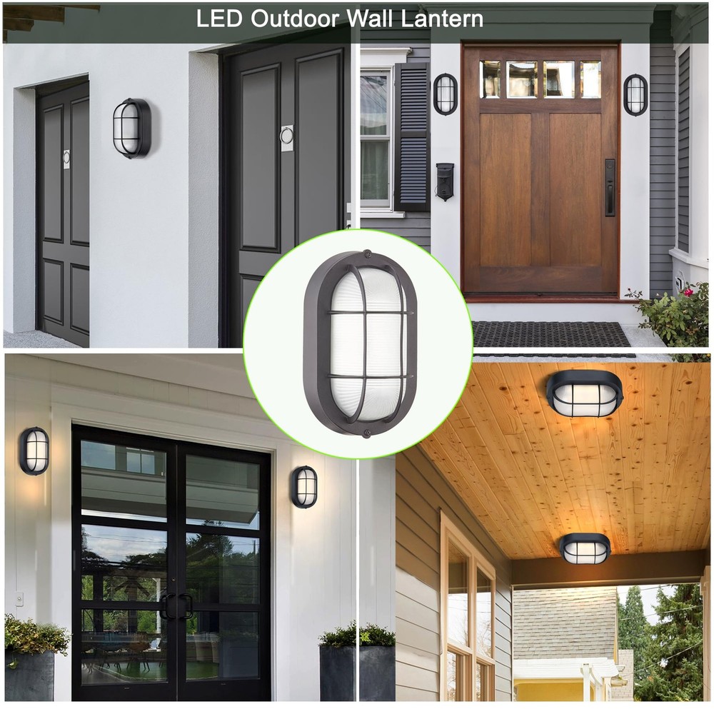 WISBEAM 2 Pack LED Bulkhead Light, Outdoor Wall 2 Pack, Black