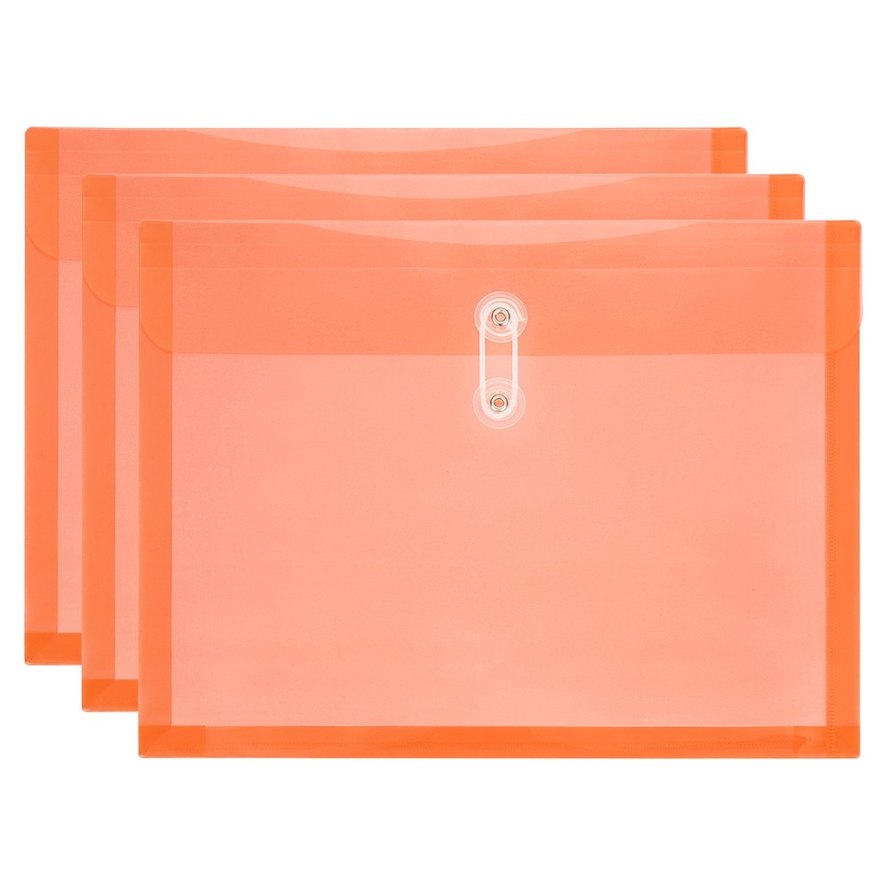 3 Pack Clear Plastic Poly Envelopes, File Folders Document Envelopes, Orange