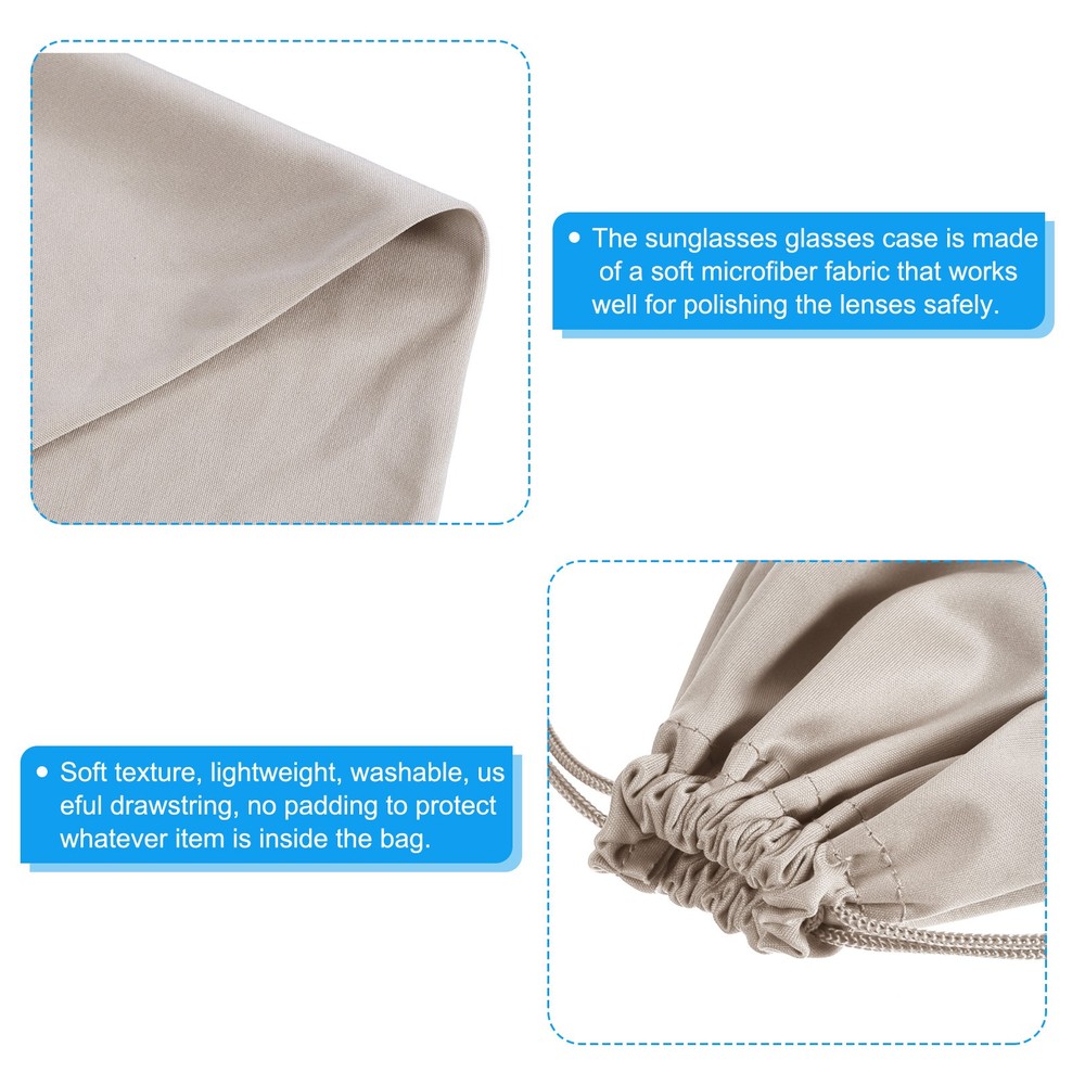 1Pcs Ski Goggle Bag, Microfiber Snow Goggles Case Drawstring Pouch Light Gray