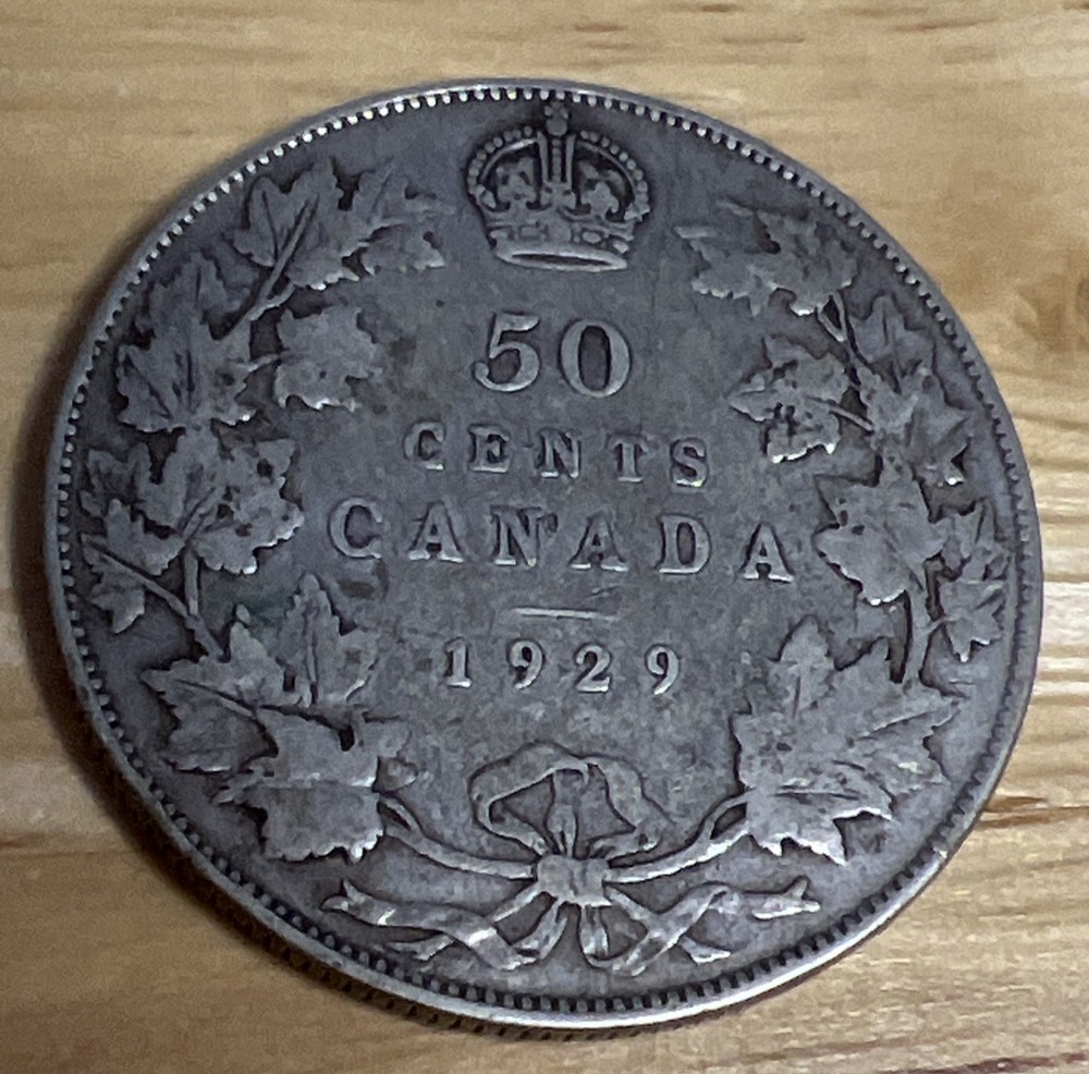 Canada 1929 50 Cent Silver Coin .800