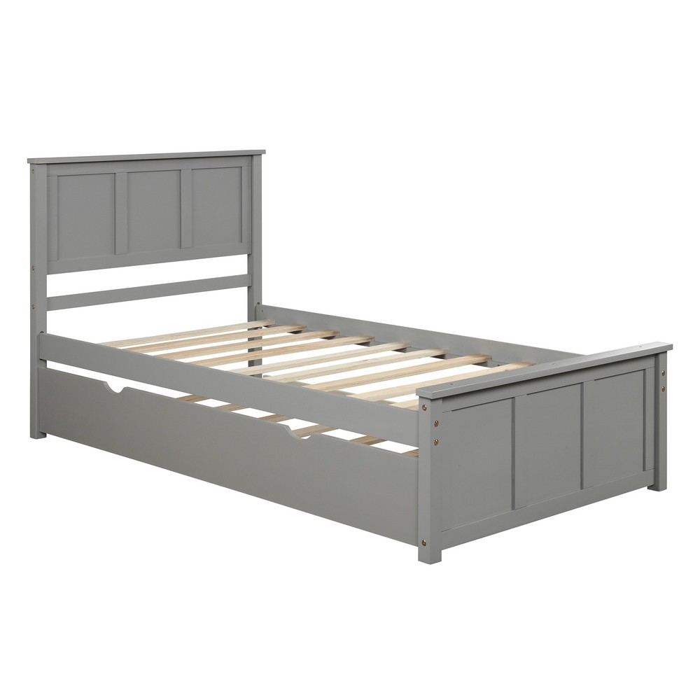 Platform Bed with Trundle Twin Size Frame