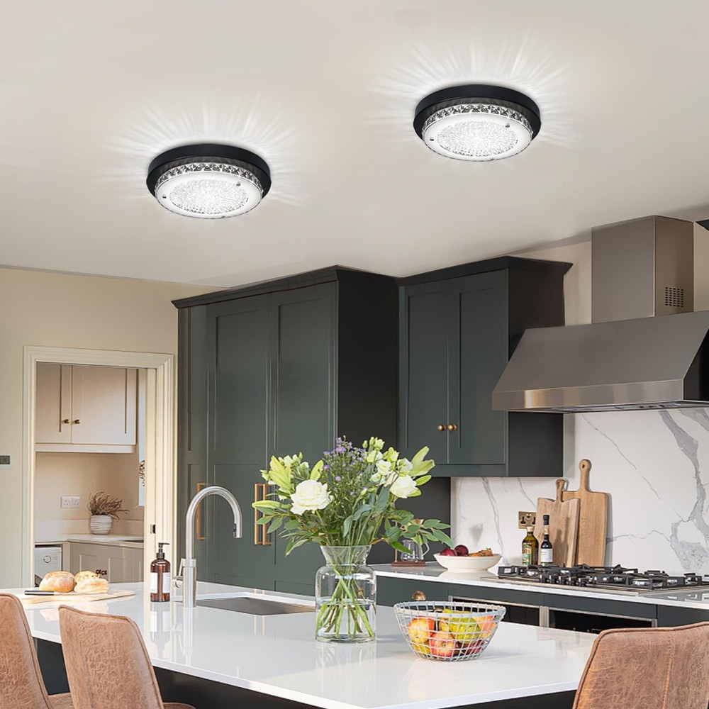 Flush Mount Ceiling Light Fixture 11 Inch Black LED Dimmable Ceiling Lights K...