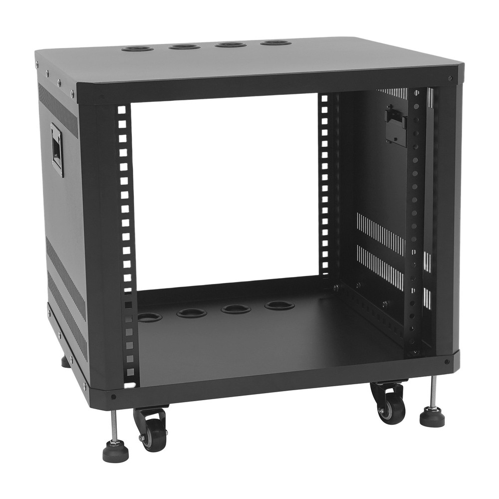 9U Server Rack Semi-open Rolling Studio Rack Case with Wheels 19.8x22.4x18.3 in