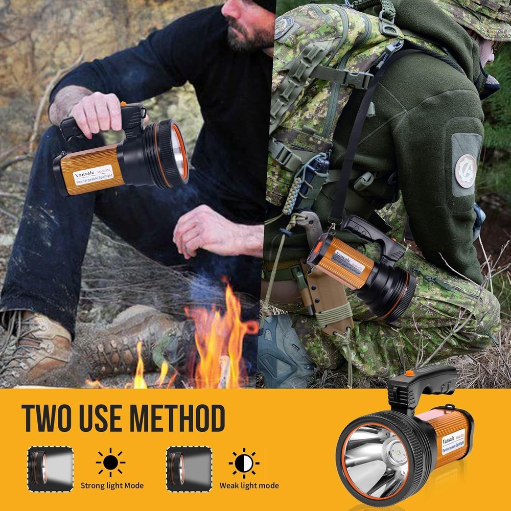 Rechargeable Searchlight Handheld LED Tactical Flashlight with Handle Spotlig...