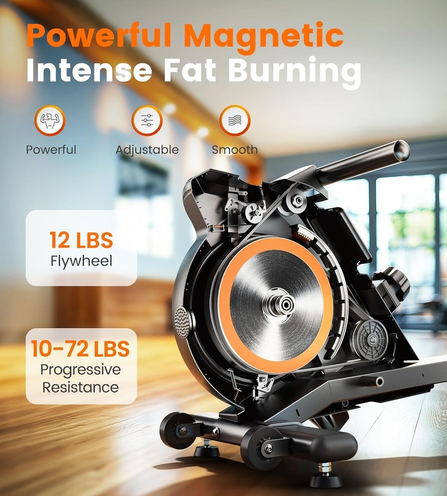 Magnetic Rowing Machine for Home Use - Bluetooth Supported & Comfortable Design
