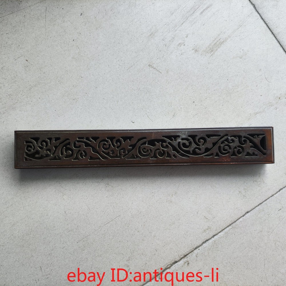 Chinese Antique Bronze Hollow Rectangular Recumbent Incense Burner