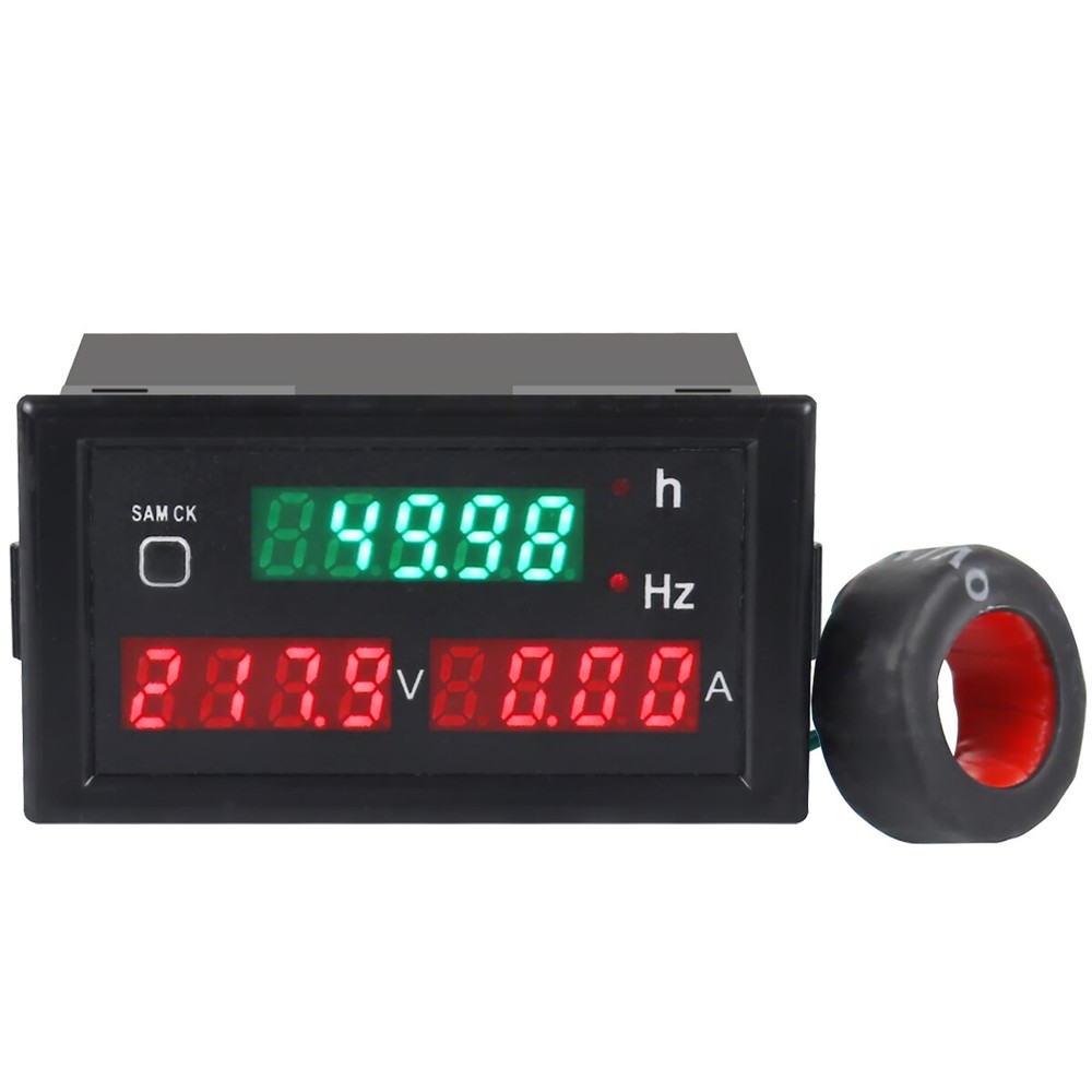 AC 80-300V 100A 45-65Hz Digital Voltmeter Frequency Volt Amp Time Panel Meter