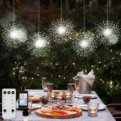 5 Pack 1000 LED Plug in Firework Lights Starburst Lights for Cool White