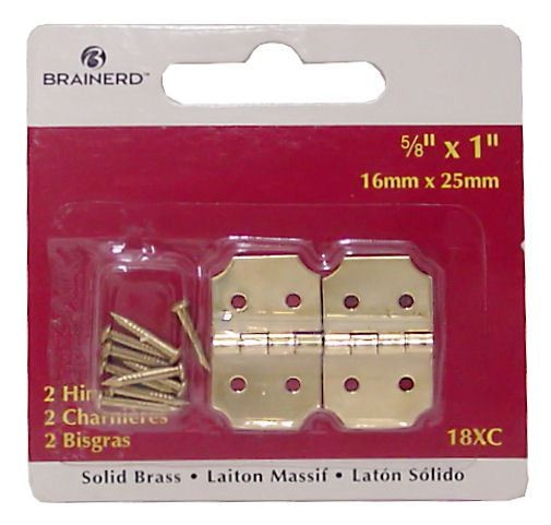 Pair 5/8" X 1" Solid Brass Hinges With Brads