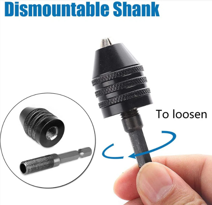 1/4" Keyless Chuck Conversion Hex Shank Drill Adapter Bit Quick Change Driver