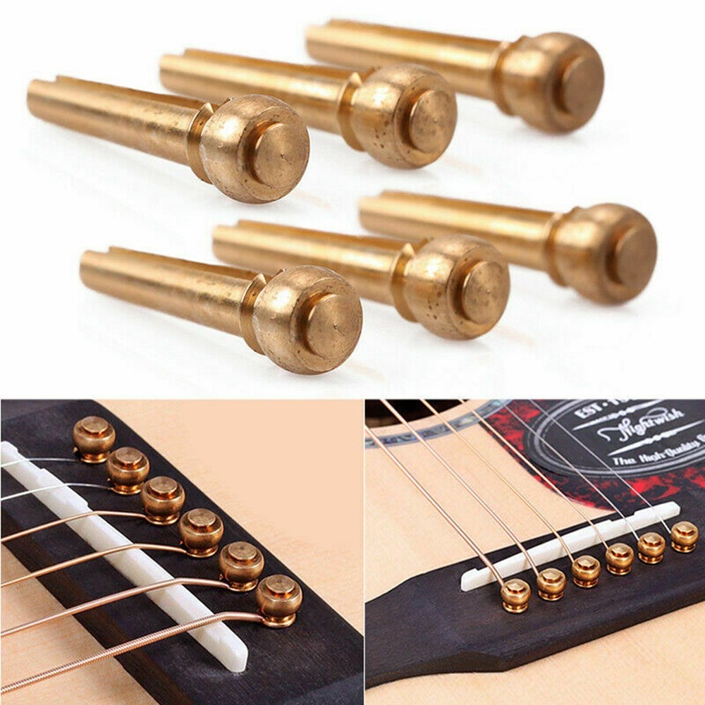 6 Pack Guitar Strings Nail Metal Nails String Cone Fixed Brass Pins Bridge