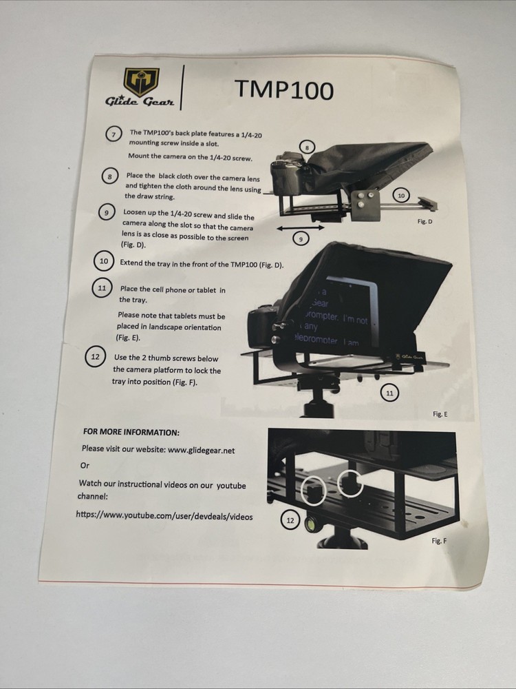 Glide Gear TMP 100 Tablet & smartphone Teleprompter
