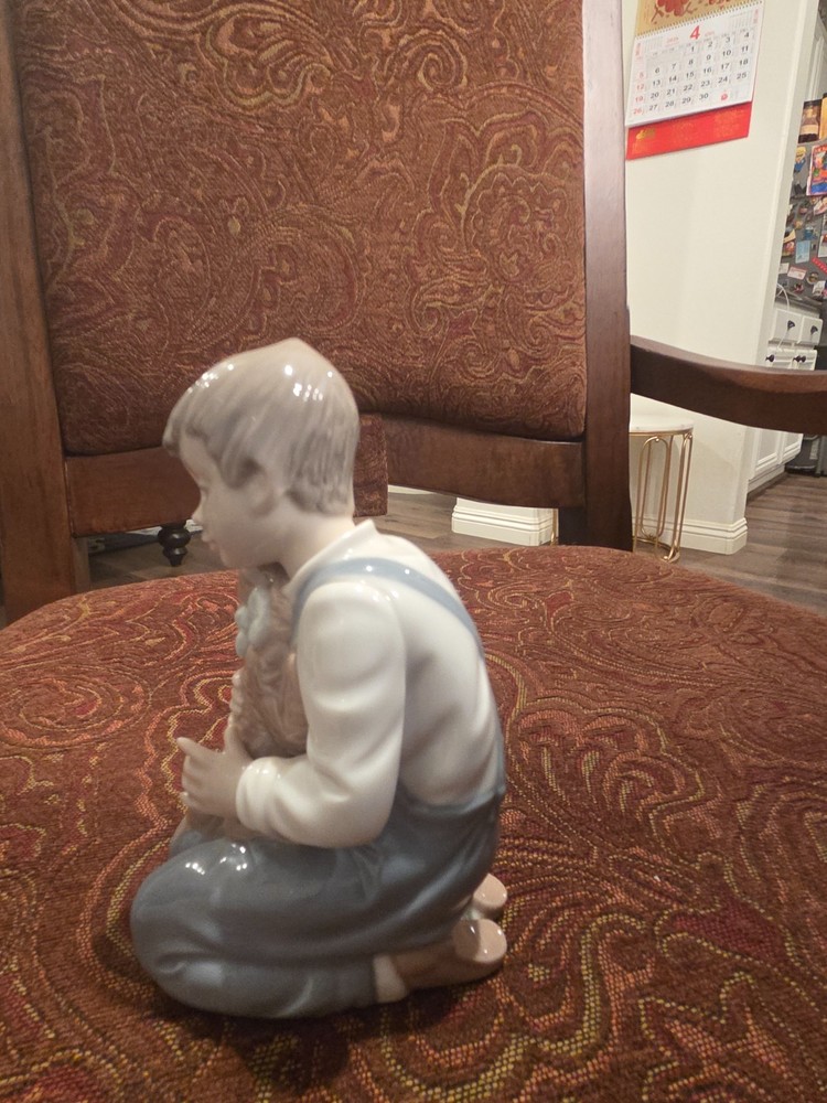 lladro figurine boy and dog 1990