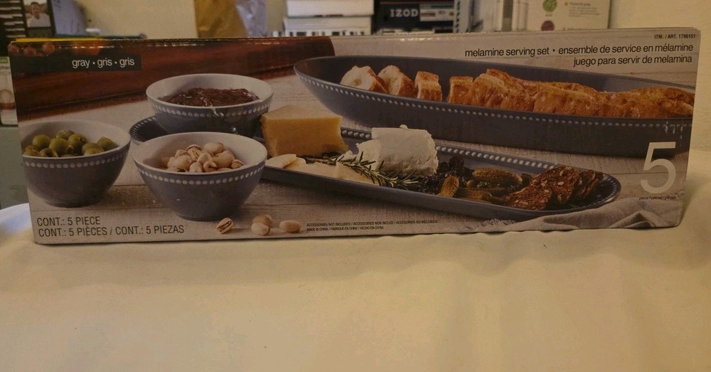 Melamaine Serving Set Gray 5 Pieces