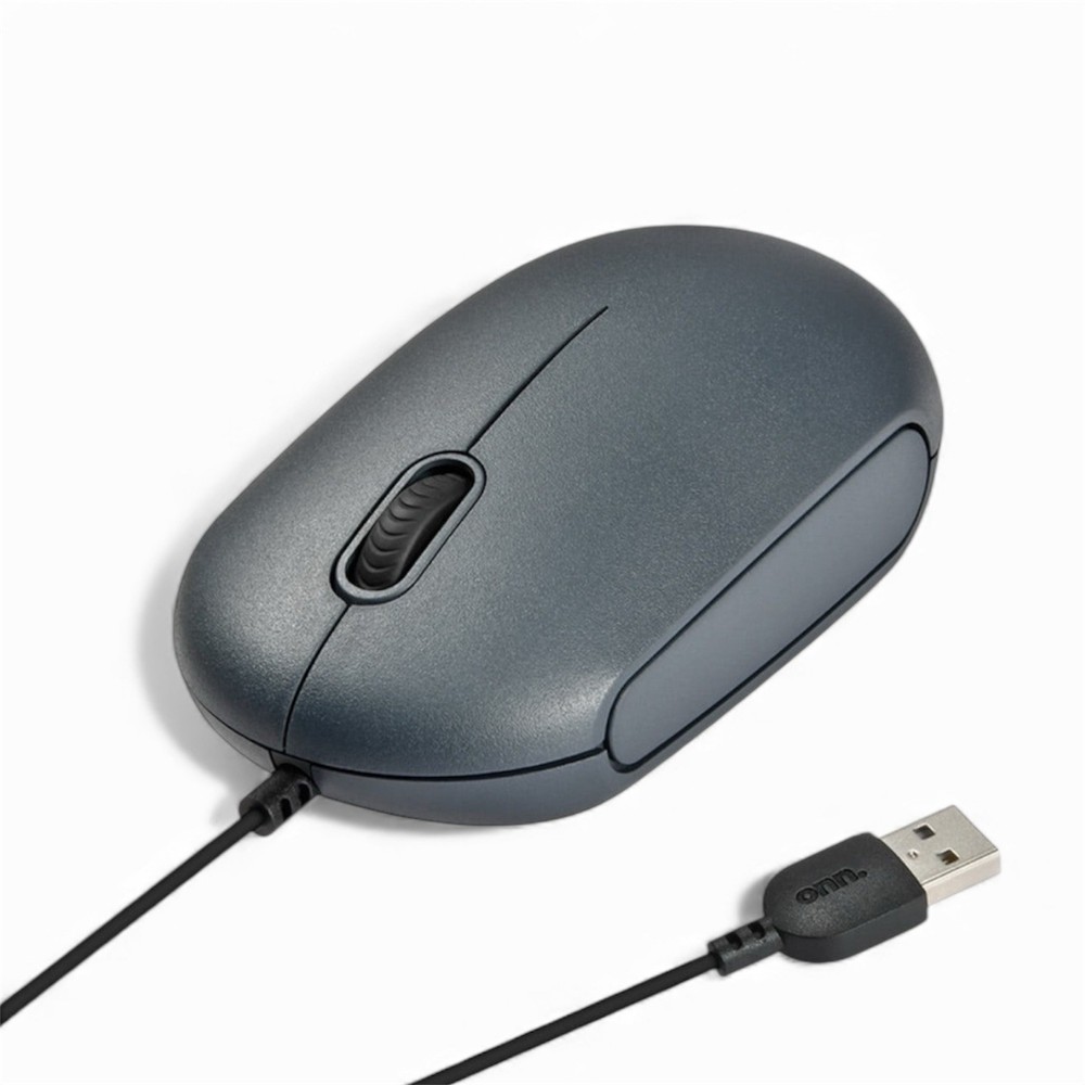 Surf ONN Optical Mouse Wired USB Scroll Wheel 3 Button Grey 6' Plug and Play