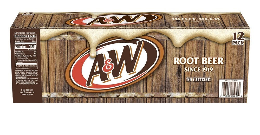 A&W Root Beer Soda Pop, 12 fl oz, (12 Pack Cans)