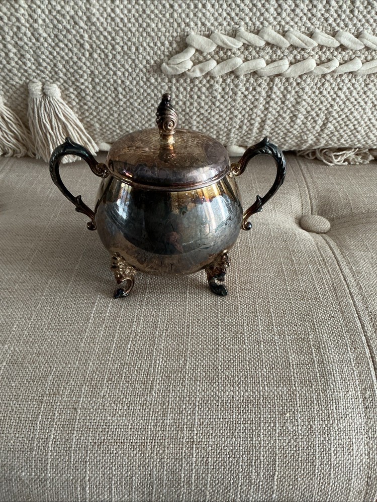 Vintage Sheridan Sugar Bowl Silver on Copper