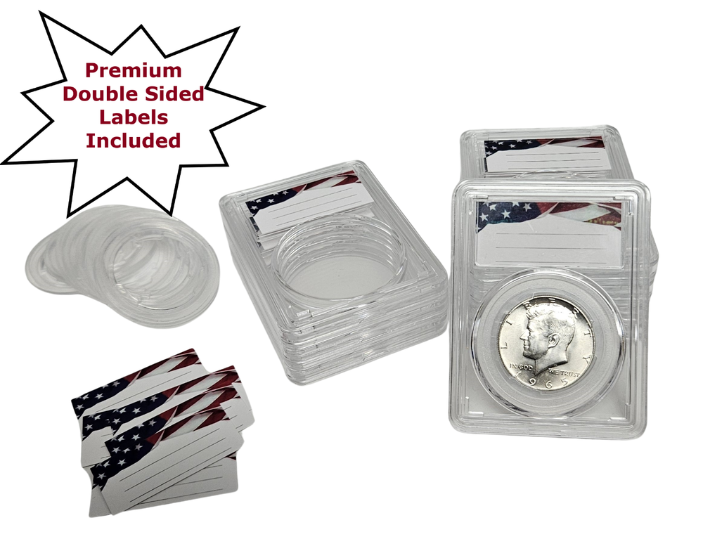 Coin Display Storage Case for US Half Dollars - Includes Six 30mm Slabs