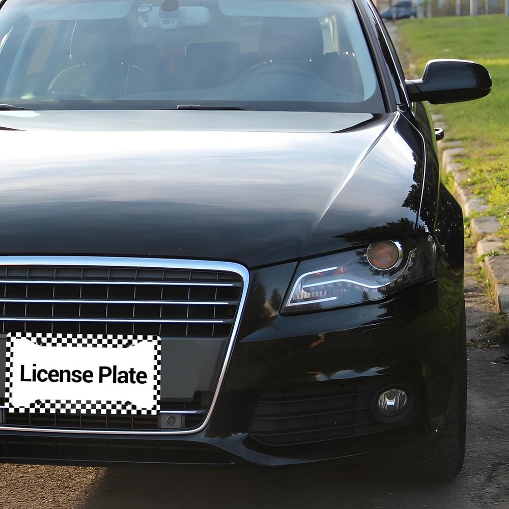 Checkerboard Black and White License Plate Frame, Set one size,