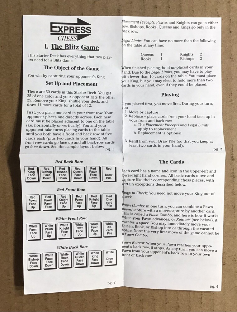 Express Chess Card Game ~ Starter Deck 'A' ~ Blackbox ~ Preowned ~ VG+