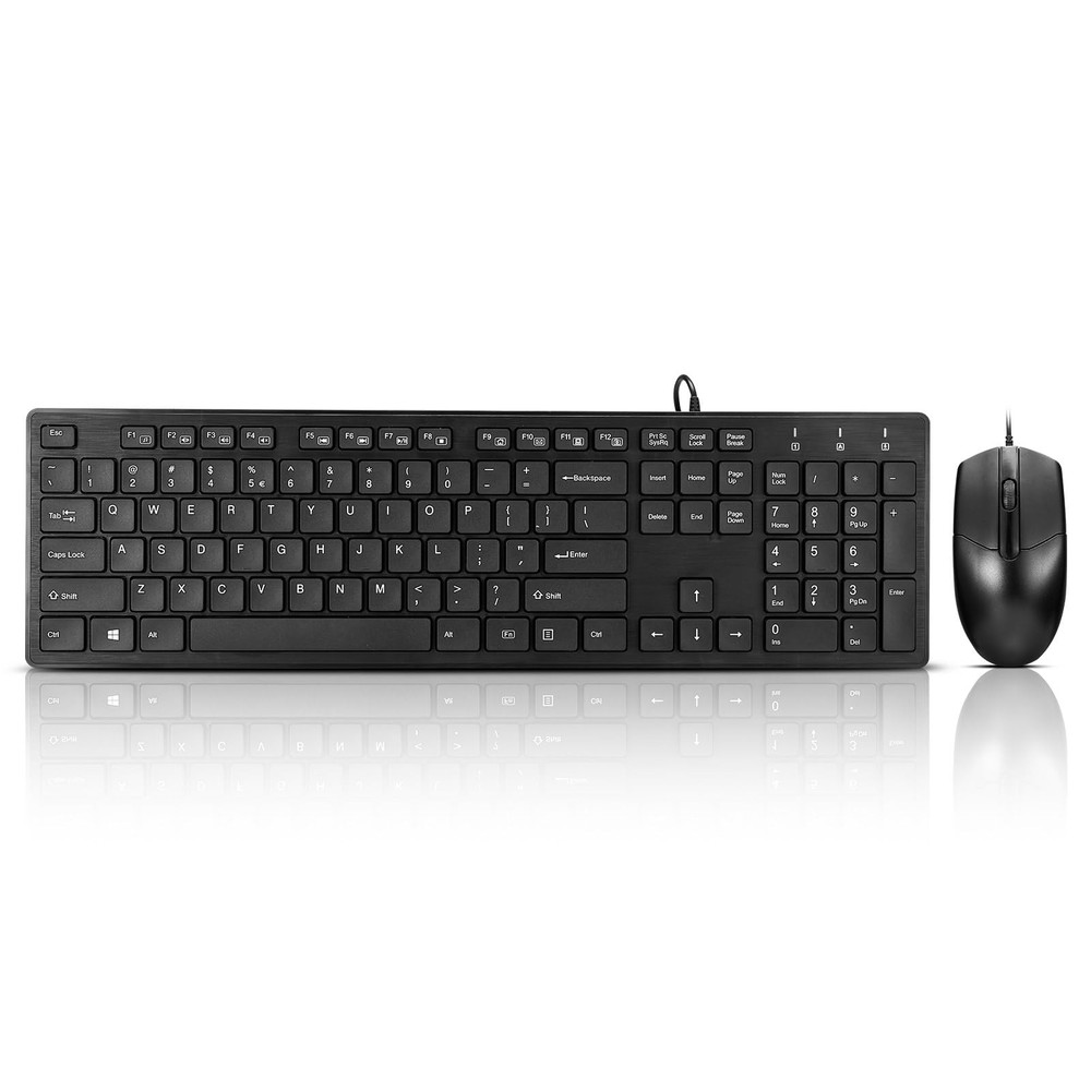 Wired Keyboard and Mouse Combo Full Size Ergonomic Keyboard Optical Mouse