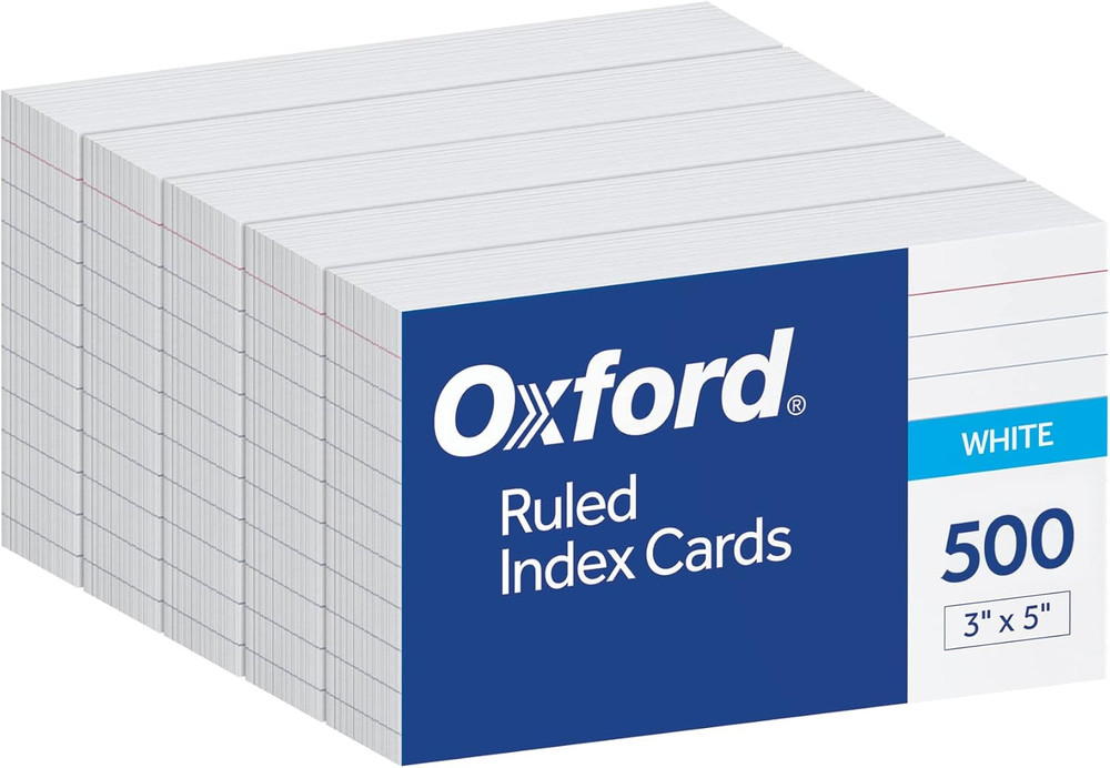 Index Cards White Lined on Front Blank Back Flashcards for School and Studying