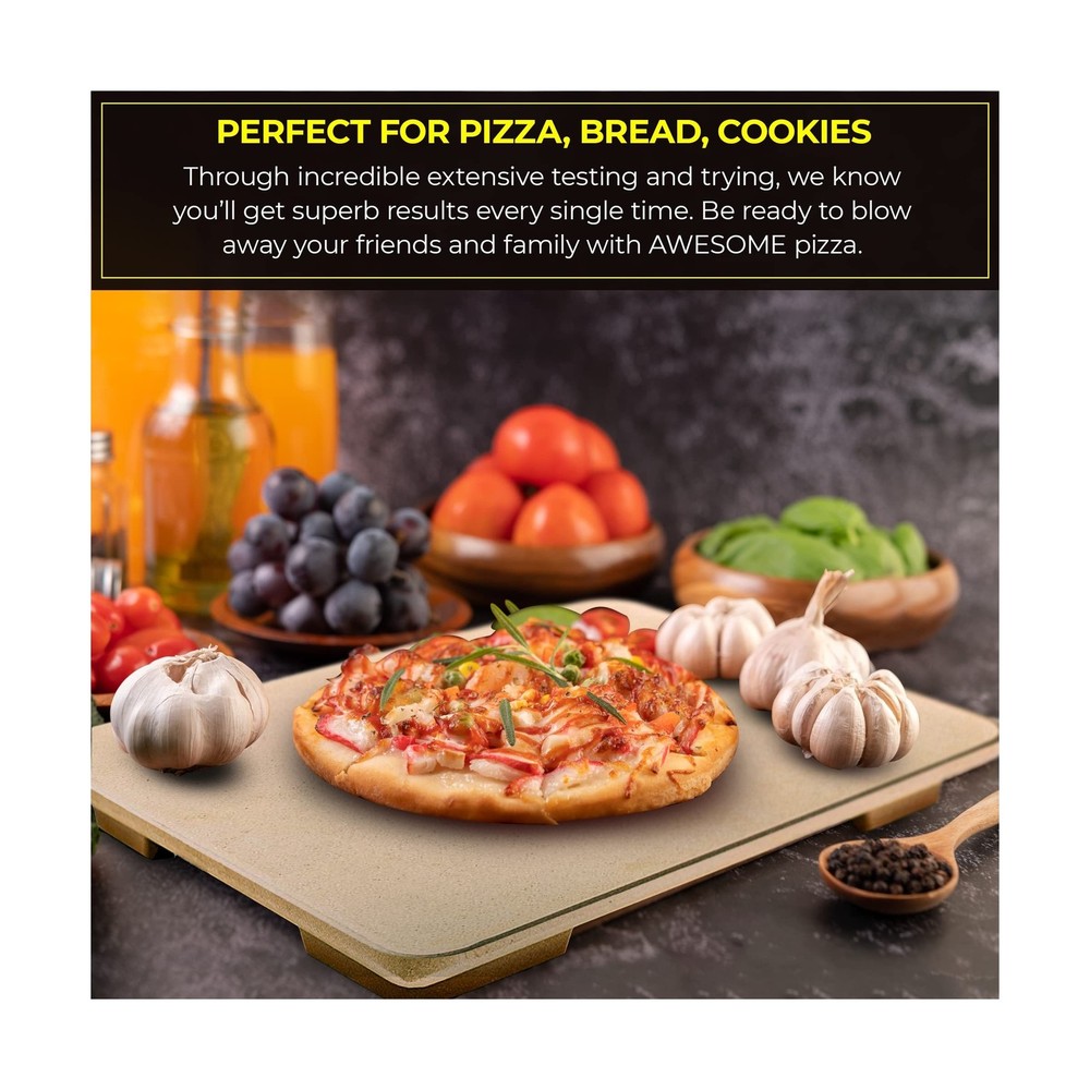 Pizza Stone - Baking Stone. SOLIDO Rectangular 14"x16" - Perfec... FAST USA SHIP