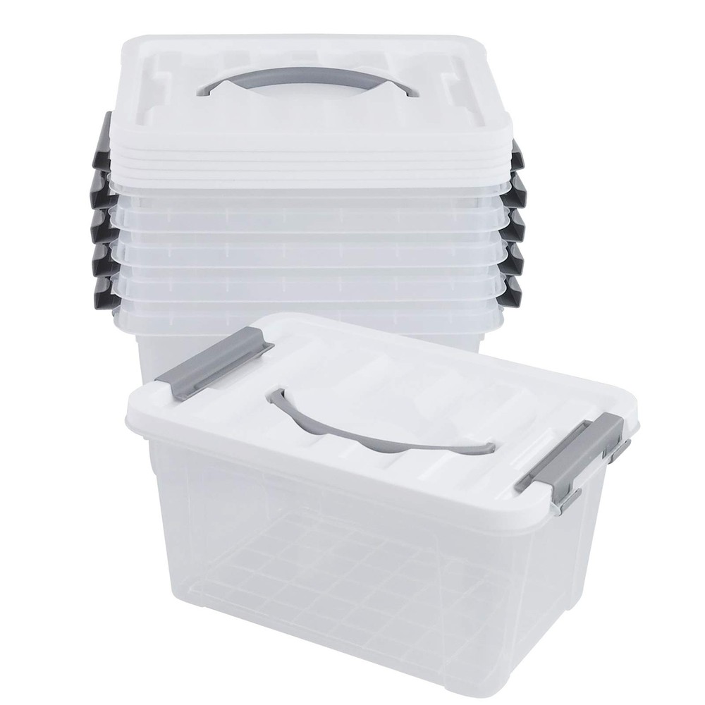 5.5 Quart Storage Bin, Plastic Latching Box Container, 6 Packs