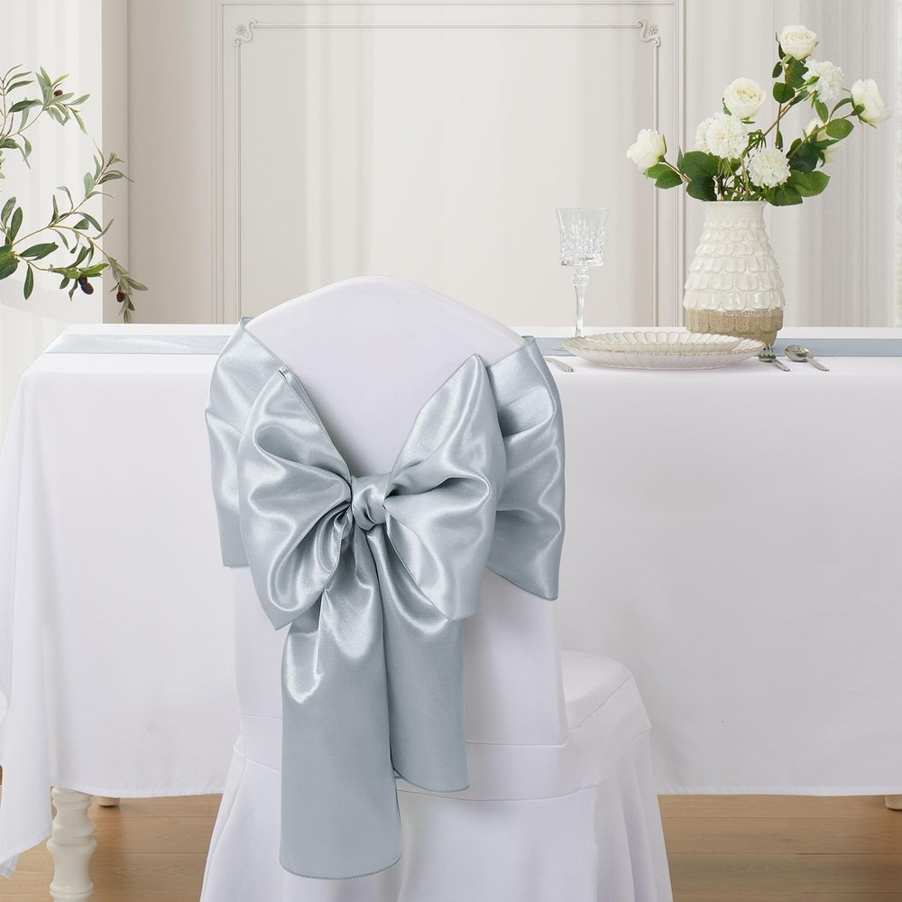 12 Pack Silver Table Runner 12x108 Inches Long, Satin Silk-Like Smooth Table ...