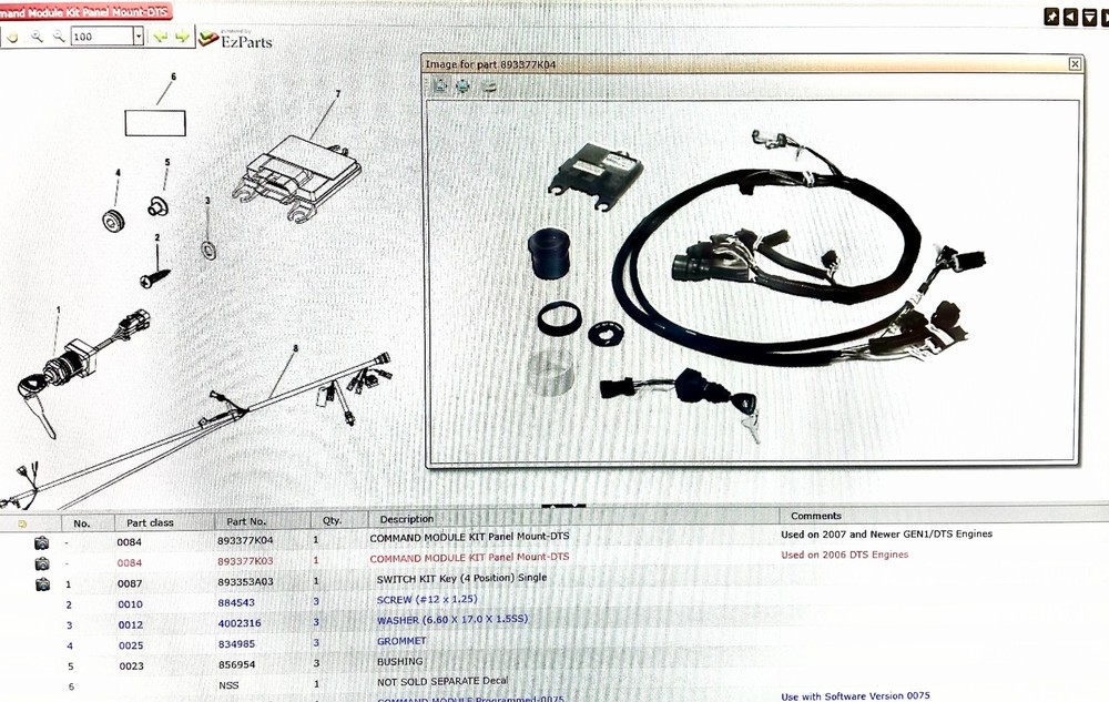 Mercury Command Module Panel Mount Kit - 84-893377K04 (NAP)