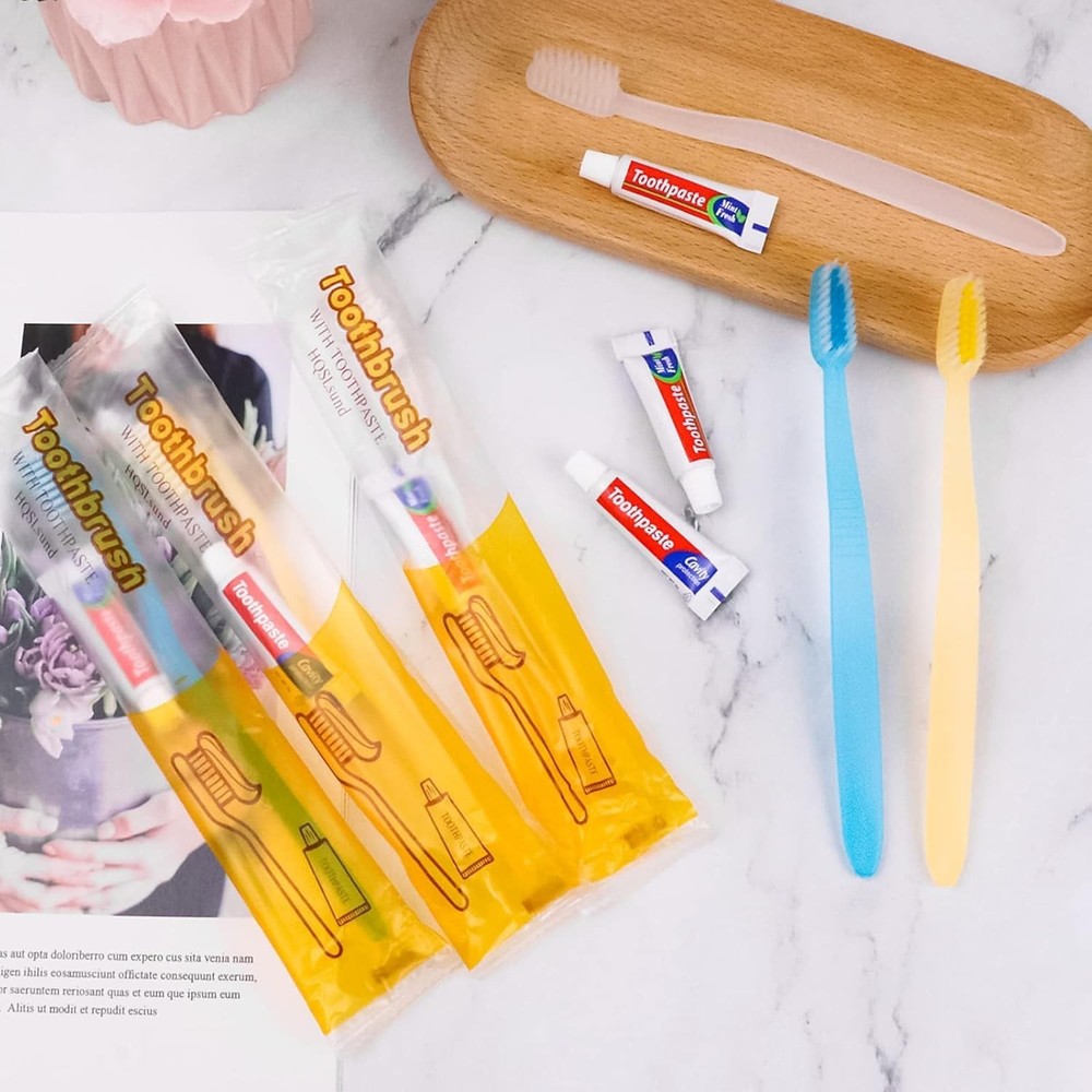 210 Pack Disposable Toothbrushes with Toothpaste Individually Wrapped Disposa...