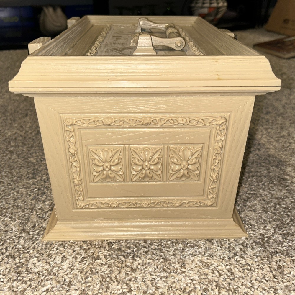 Vintage Max Klein Cream Plastic Sewing Box Storage Container MCM Ornate Case