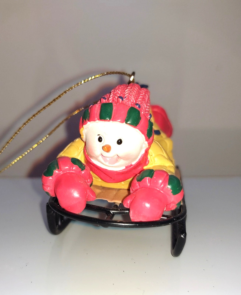 SNOWMEN ON A  SLED ORNAMENT