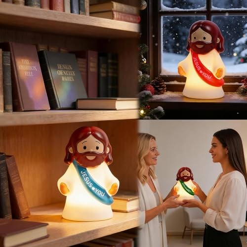 3 Pack Easter Jesus Night Light Lamp, LED Tap-Dimmable Bedside Touch Lamp,