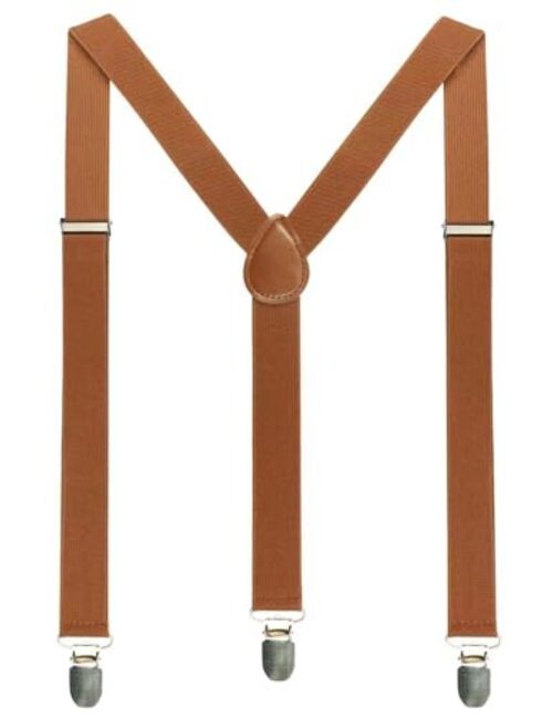 Solid Color Mens Suspender with 3 Strong Clips Adjustable Braces Rust