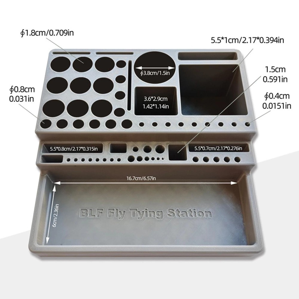 Strong Brown ABS Fly Tying Caddy with many Compartments