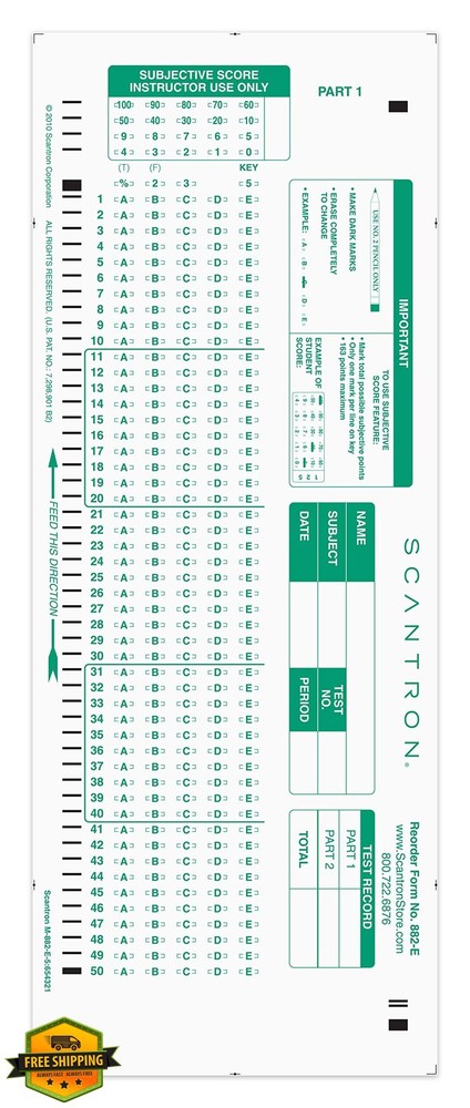 Scantron 882-E Answer Sheet Official 25 Pack