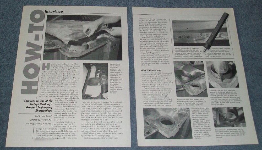 Ford Mustang Cowl Vent Rust Repair Tech Info Article ---From 2003---