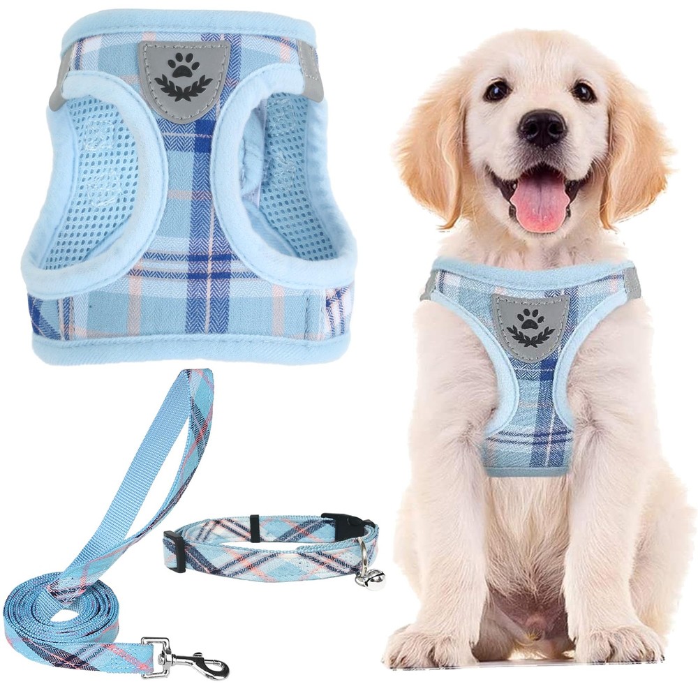 Adjustable Dog Harness Collar and Leash Set Step in No Pull Pet Harness for S...