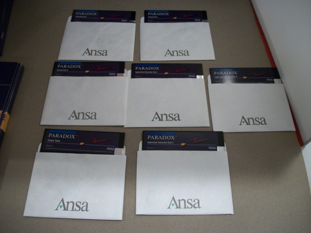 1985 Ansa Paradox Relational Database Software Version 1.1 MS-DOS 5.25 Disks