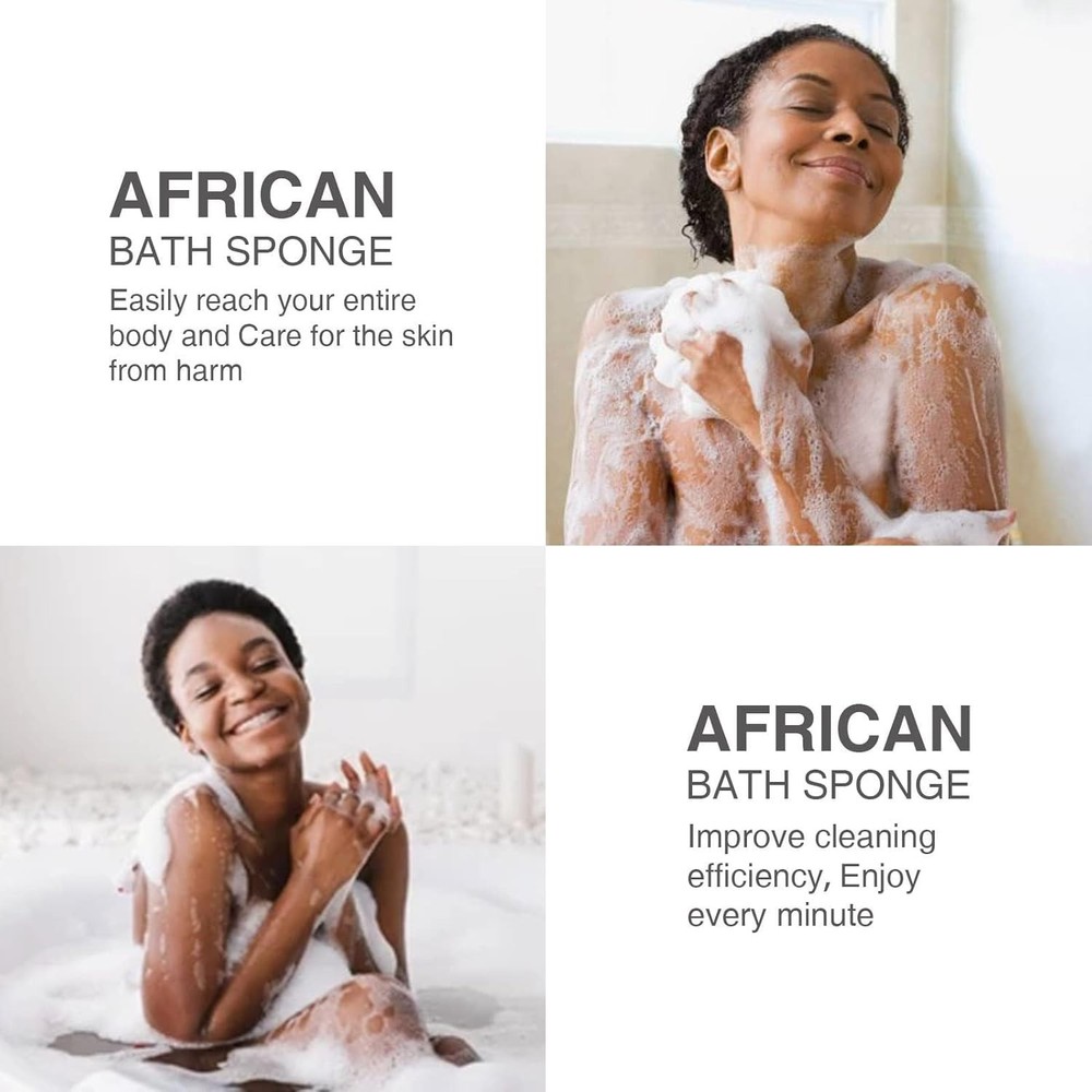 2-Pack Red African Bath Sponges - Stretchable & Quick-Drying Scrubbers