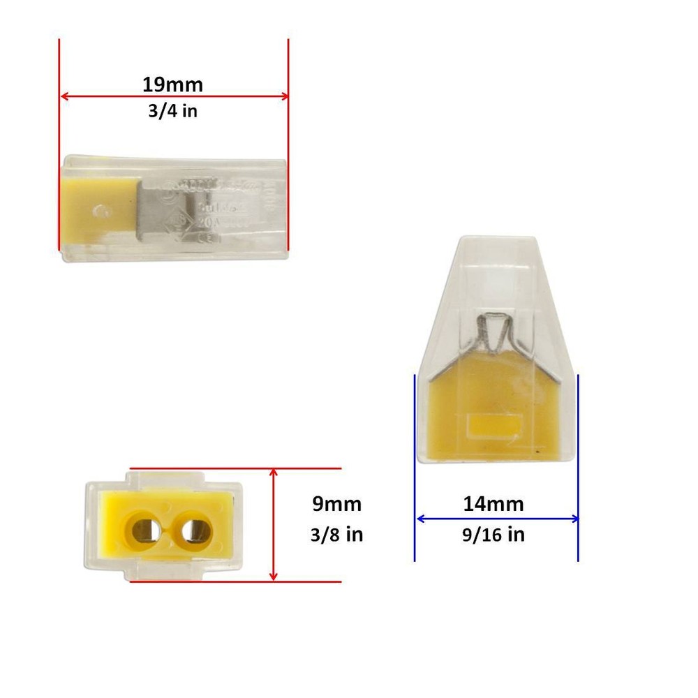 Terminal Block 2 Pole Wire Wago 25x Push Wire Electrical Cable Connector Clip