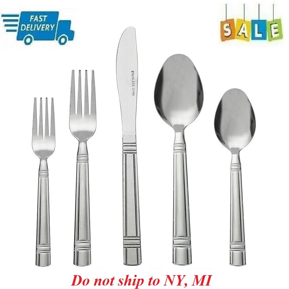 49Pcs Silverware Set Service for 8 Stainless Steel Durable Flatware Set W/ Tray