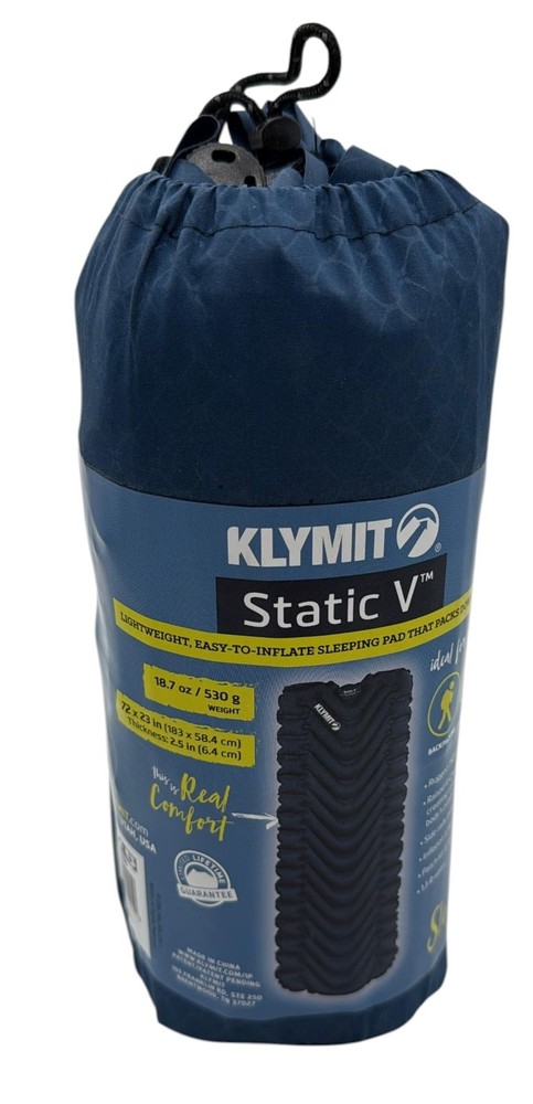 NEW Klymit Static V Sleep Sleeping Pad Lightweight Camping Backpacking Blue