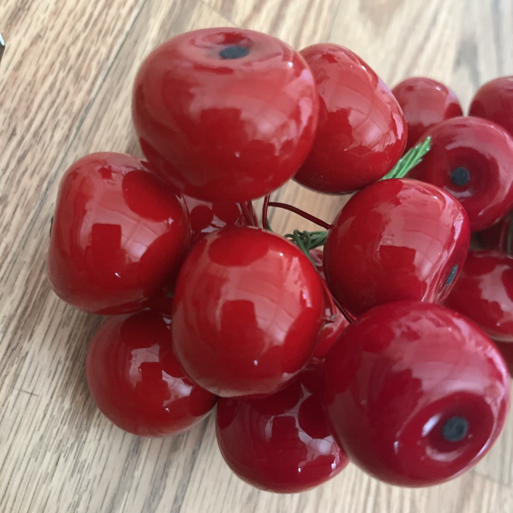 48 Pcs Red Artificial Cherries, Fake Fruit Decor Simulation Cherry Model