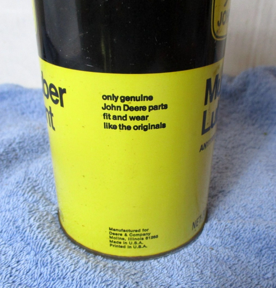 Nice John Deere 1 Quart Empty Multi-Luber Lubricant Can Tin 32oz Tractor